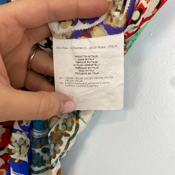 Etro Paisley Printed Ruched Dress Multicolor Viscose IT 42 US 6 Small S Spring - Picture 12 of 13